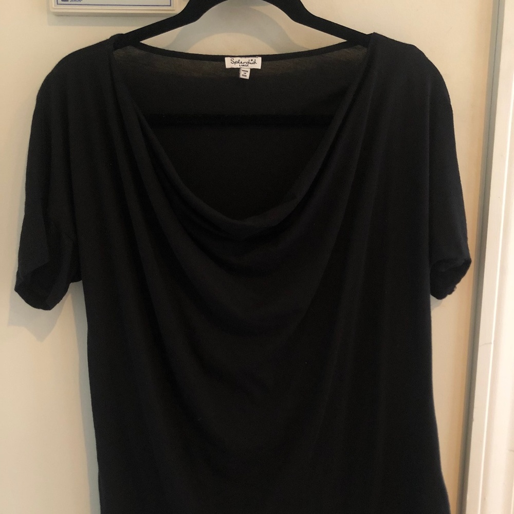 Black Drape Front Splendid Jersey Shirt